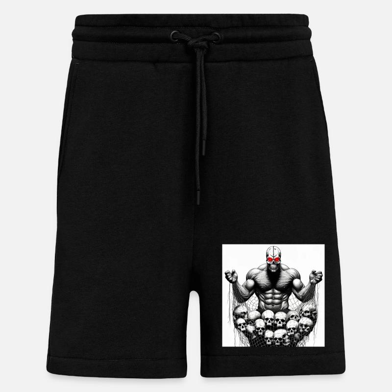 Musclé Crânes en Filet - Short bio décontracté fabriqué en UE - SOLID BLACK