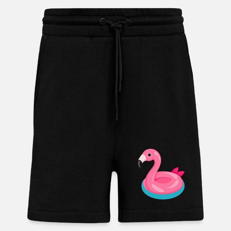 Flamingo Pool Float - Shorts - made by SPREAD - SOLID BLACK