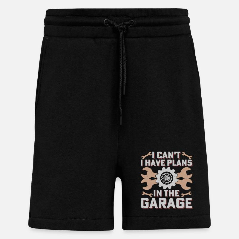 Garage Plans Tool Humor - Shorts - made by SPREAD - SOLID BLACK