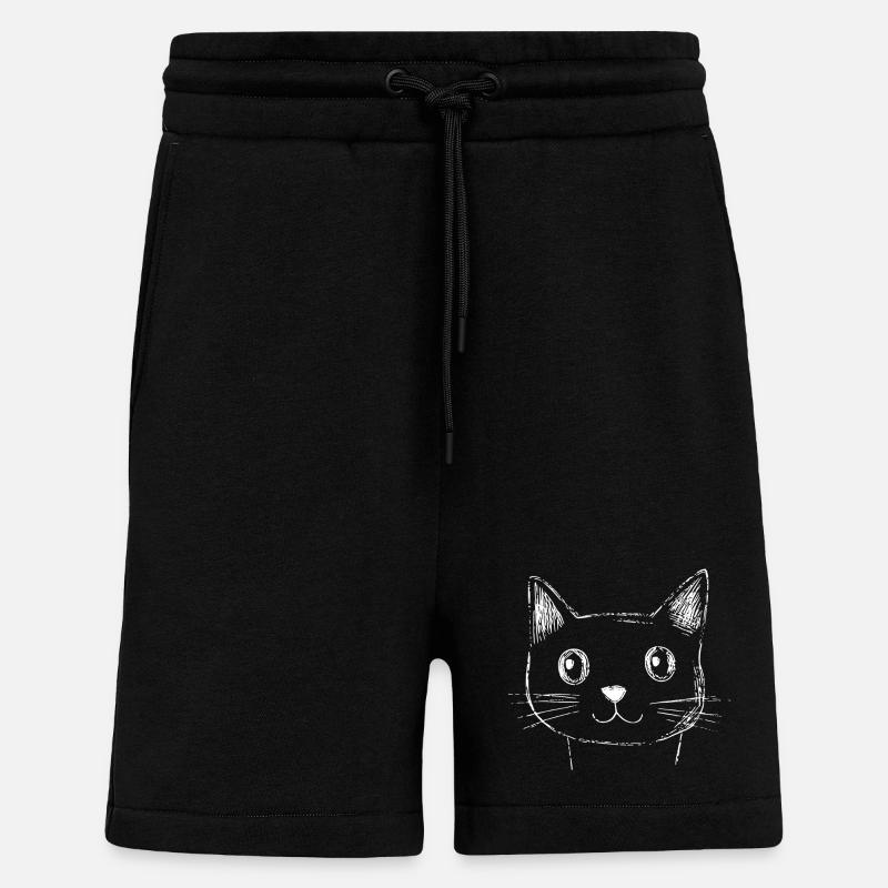 Cat Face Sketch - Shorts - made by SPREAD - SOLID BLACK