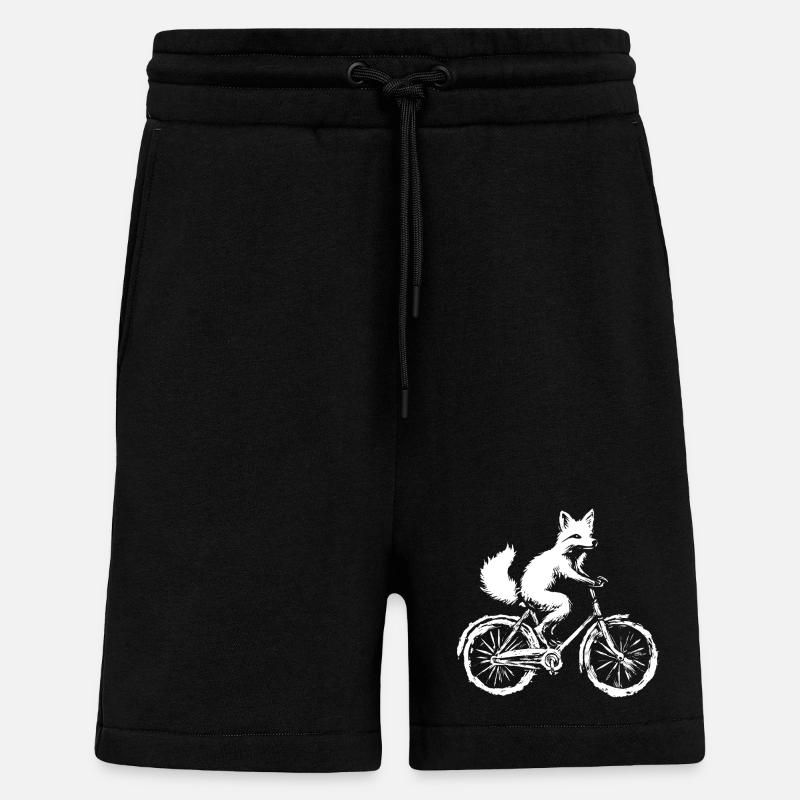 Funny Bicycle Fox - Shorts - made by SPREAD - SOLID BLACK