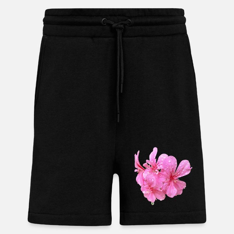 Vibrant_Pink_Geranium_Flowers - Short bio décontracté fabriqué en UE - SOLID BLACK