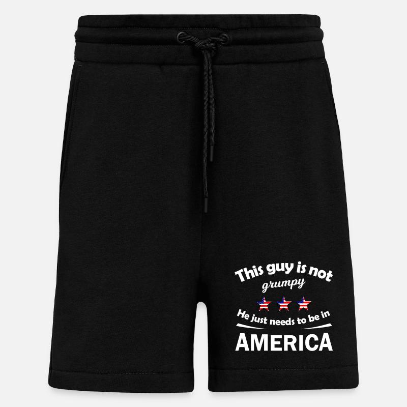 Not Grumpy Guy in America - Shorts - made by SPREAD - SOLID BLACK