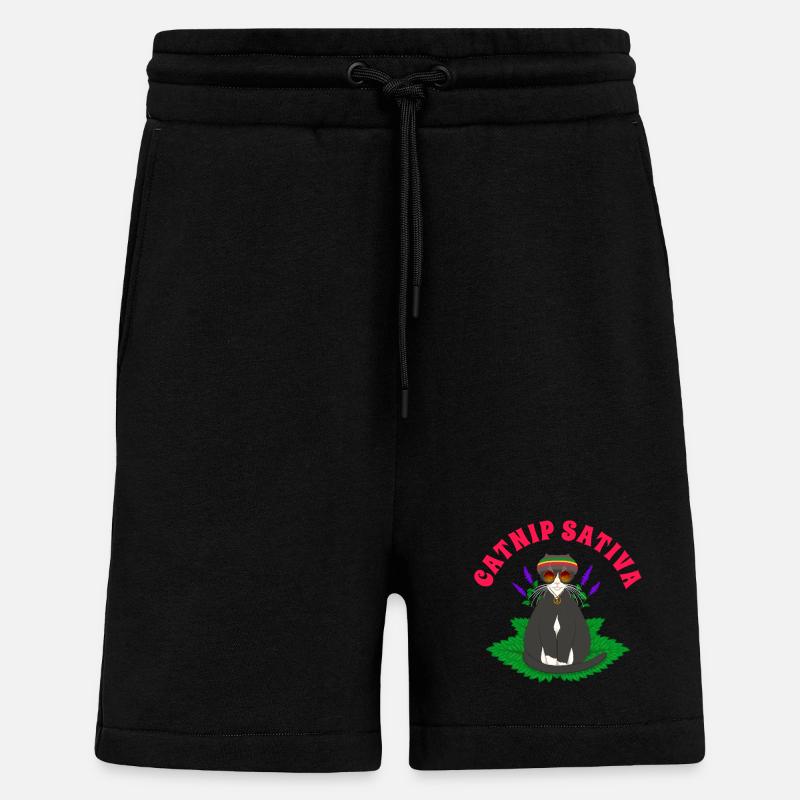 Herbe à chat Sativa - Short bio décontracté fabriqué en UE - SOLID BLACK