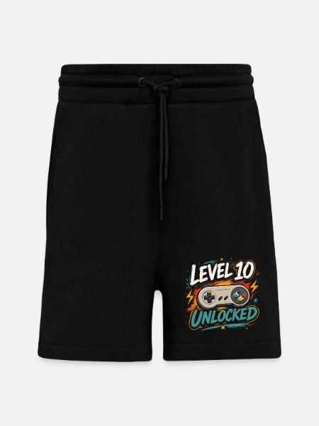 Level 10 freigeschaltetes 10-Jahres-Jubiläums-D-Geschenk - Shorts - made by SPREAD - SOLID BLACK