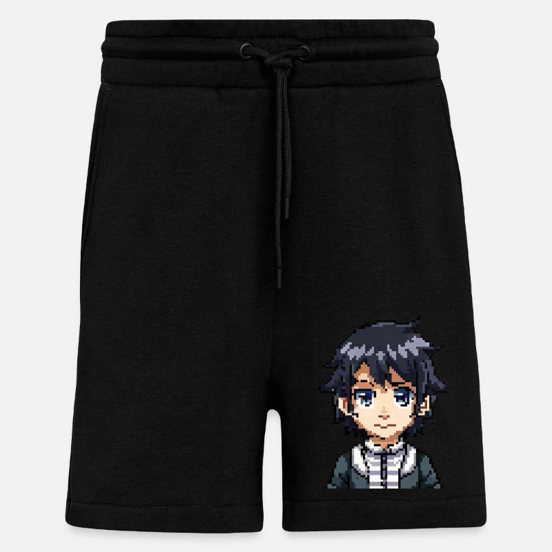 Figurine d’anime en 8 bits - Short bio décontracté fabriqué en UE - SOLID BLACK