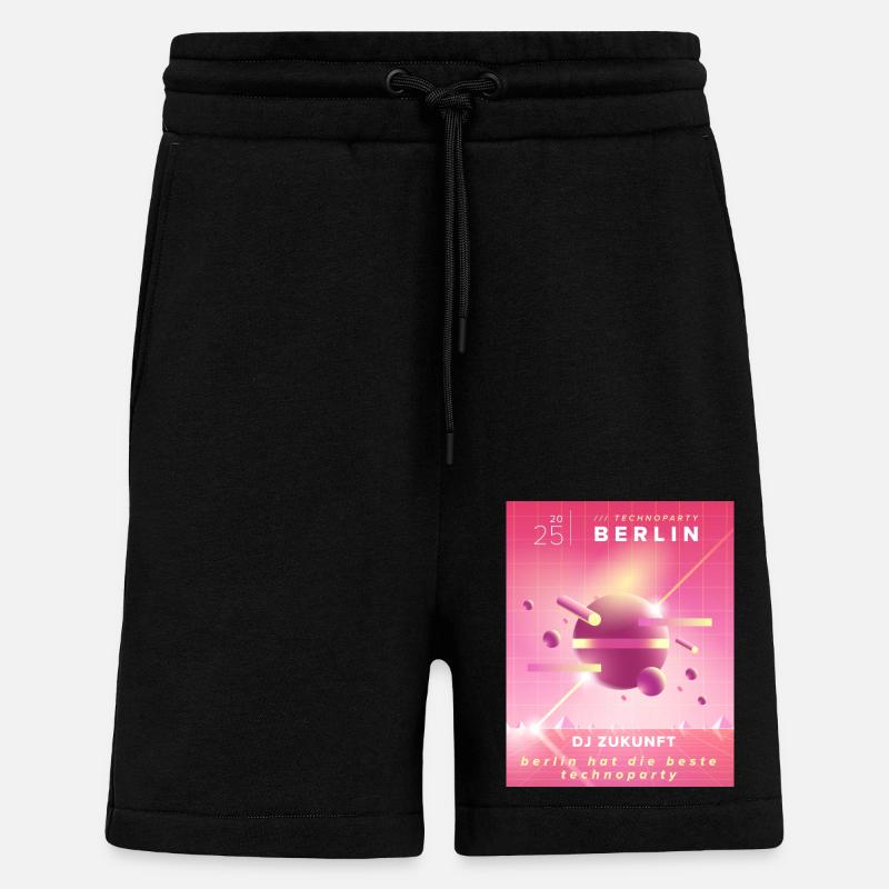 berlin Techno - Short bio décontracté fabriqué en UE - SOLID BLACK