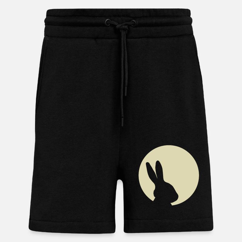 Lapin Lune Lapin Lapin - Short bio décontracté fabriqué en UE - SOLID BLACK