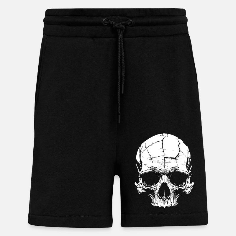 Totenkopf Crâne Schädel - Short bio décontracté fabriqué en UE - SOLID BLACK