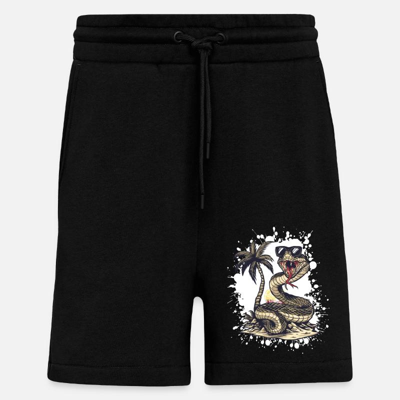 Serpent Cobra Island Palm - Short bio décontracté fabriqué en UE - SOLID BLACK