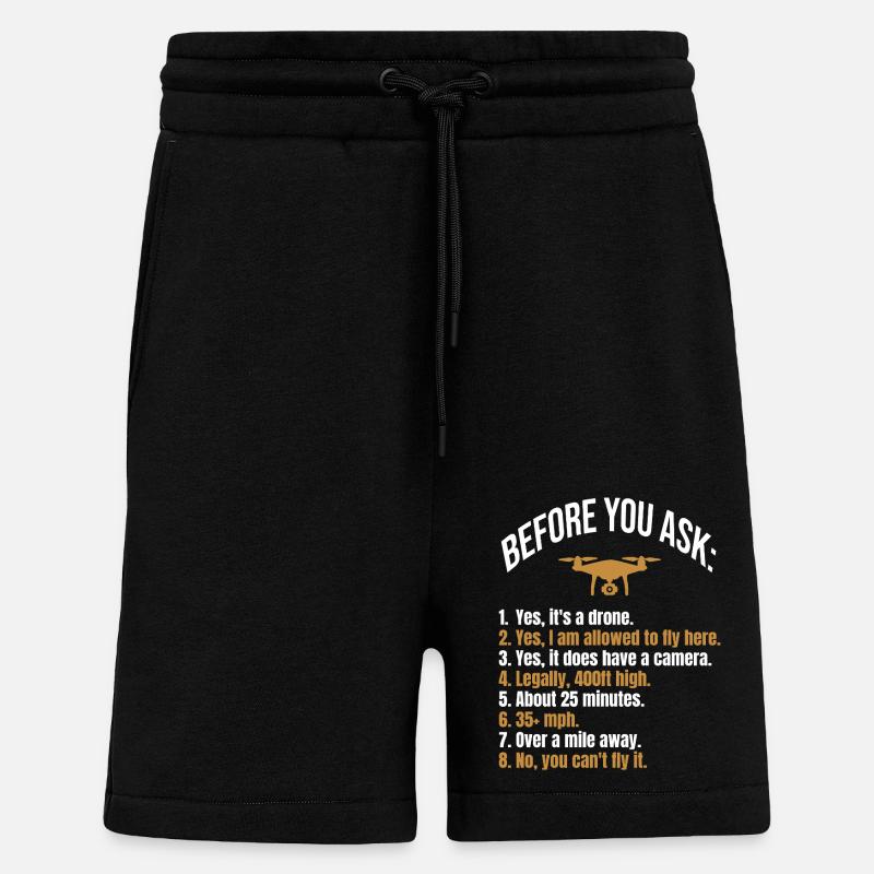 Avant de demander à Drone - Short bio décontracté fabriqué en UE - SOLID BLACK