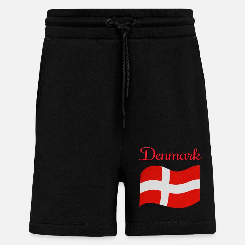 Drapeau du Danemark - Short bio décontracté fabriqué en UE - SOLID BLACK