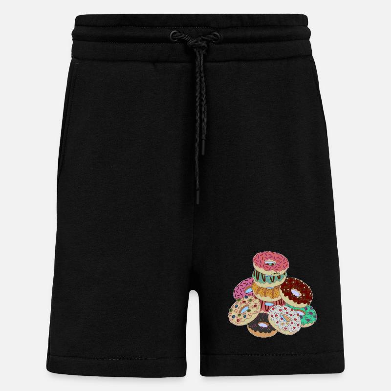 Pyramide de beignets arc-en-ciel - Short bio décontracté fabriqué en UE - SOLID BLACK