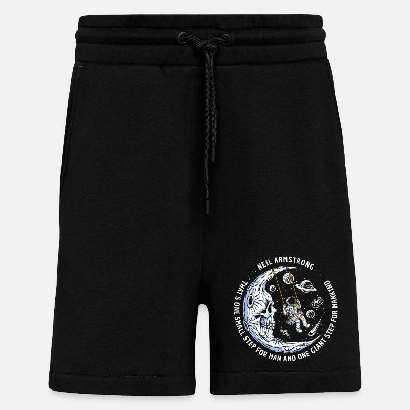 lune astronautes étoiles spatiales - Short bio décontracté fabriqué en UE - SOLID BLACK