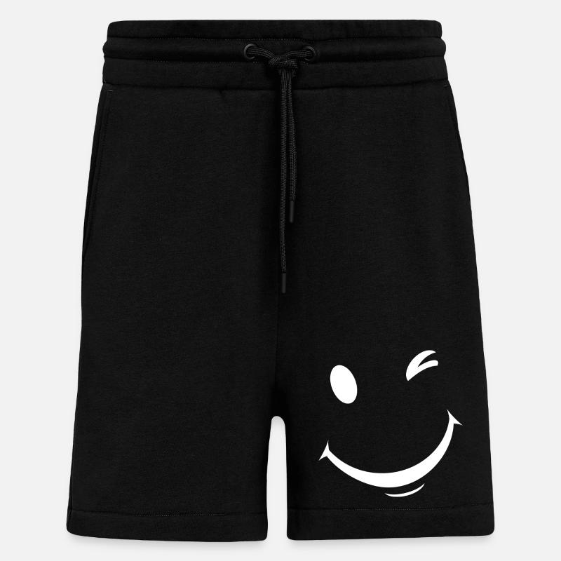 White wink expression - Shorts - made by SPREAD - SOLID BLACK