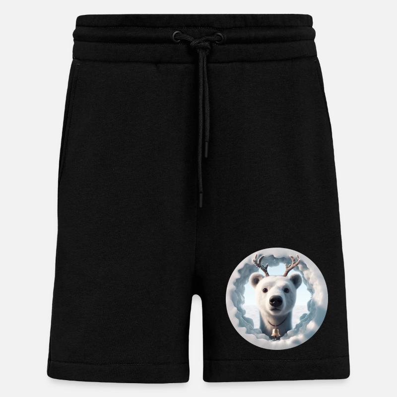 Rentier Kopf schaut durch Eis - Shorts - made by SPREAD - SOLID BLACK