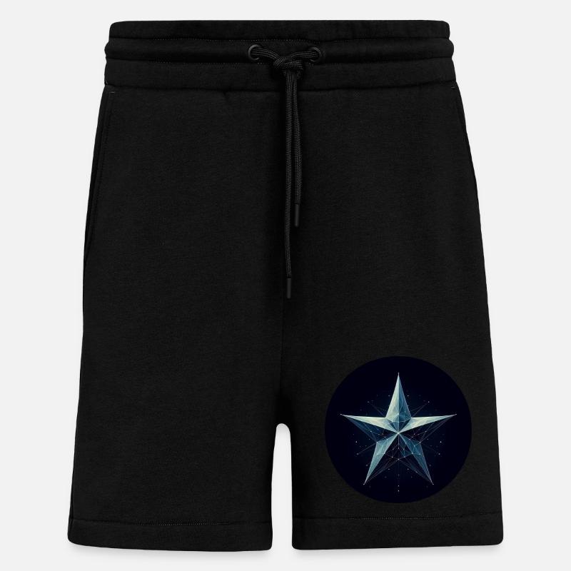 Blue star in polygon style - Shorts - made by SPREAD - SOLID BLACK