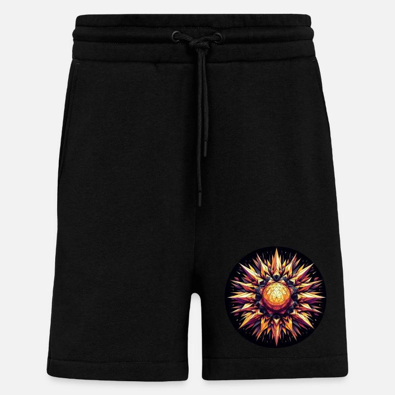 Goldene und bunte Sonne Strahlen Polygon - Shorts - made by SPREAD - SOLID BLACK