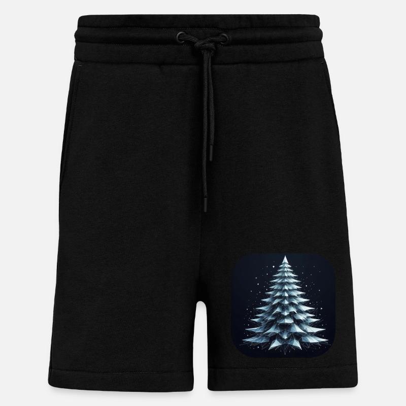 Arbre de Noël Sapin Polygones Vert - Short bio décontracté fabriqué en UE - SOLID BLACK