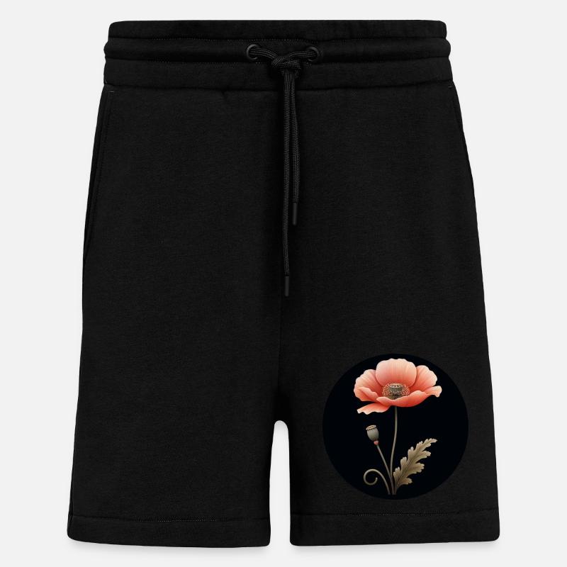 Mohnblume Mohn Blume rot orange - Shorts - made by SPREAD - SOLID BLACK