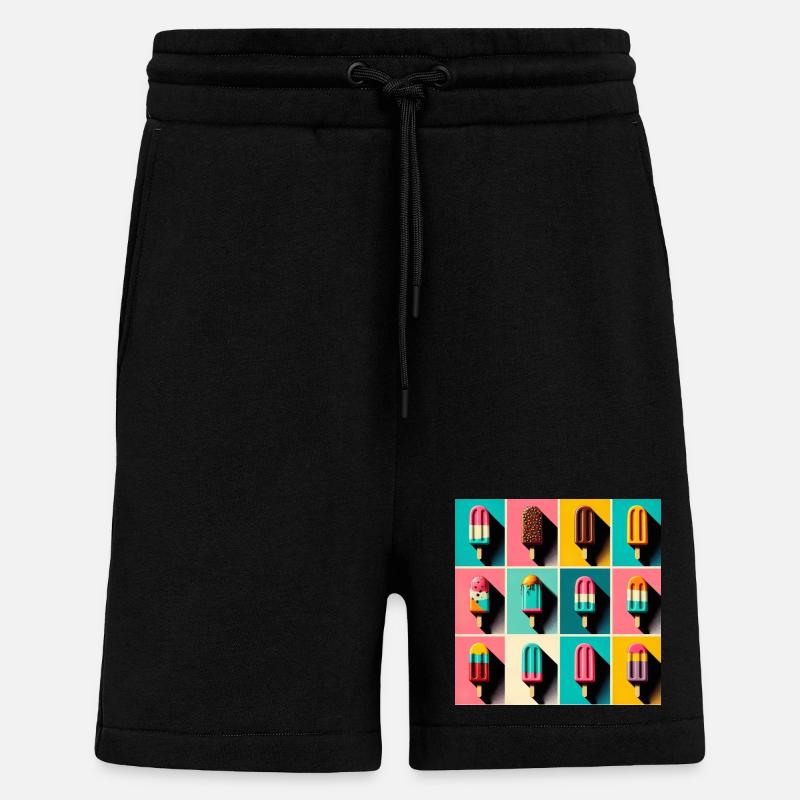 Glace sur le style Popsicle Pop Art III - Short bio décontracté fabriqué en UE - SOLID BLACK