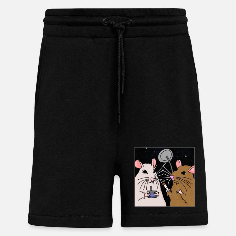 Fumer des rats dans l’espace. - Short bio décontracté fabriqué en UE - SOLID BLACK