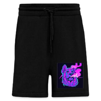 Trippy smoking dog. - Shorts - made by SPREAD - SOLID BLACK - Front