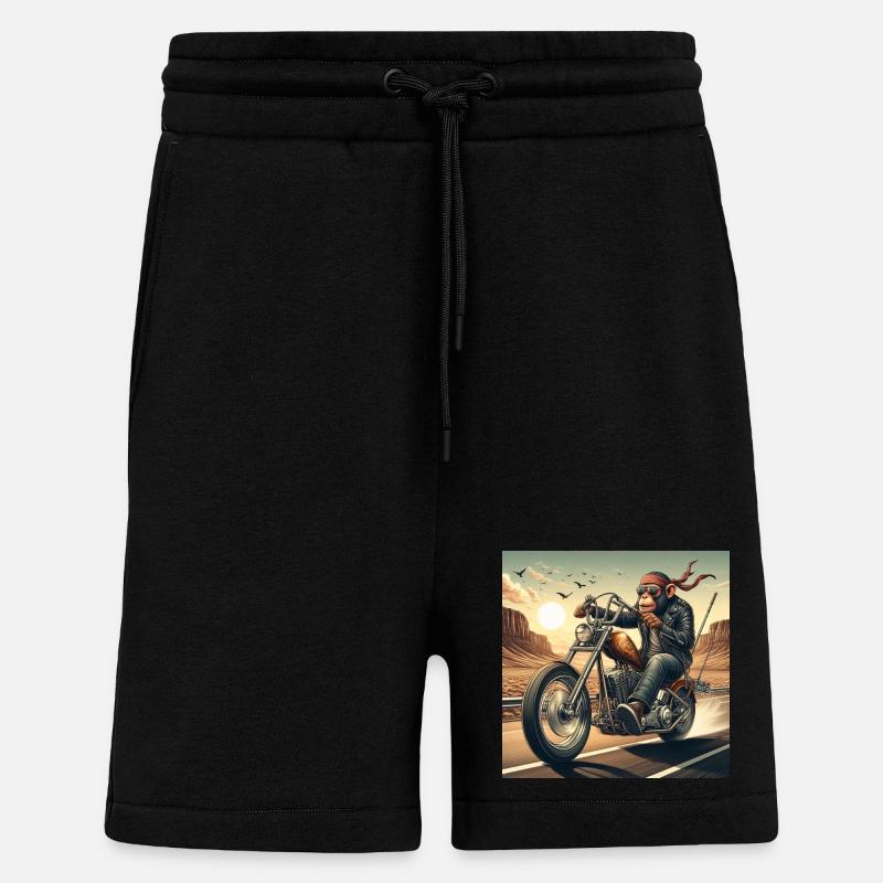 Cool monkey on a chopper - Shorts - made by SPREAD - SOLID BLACK