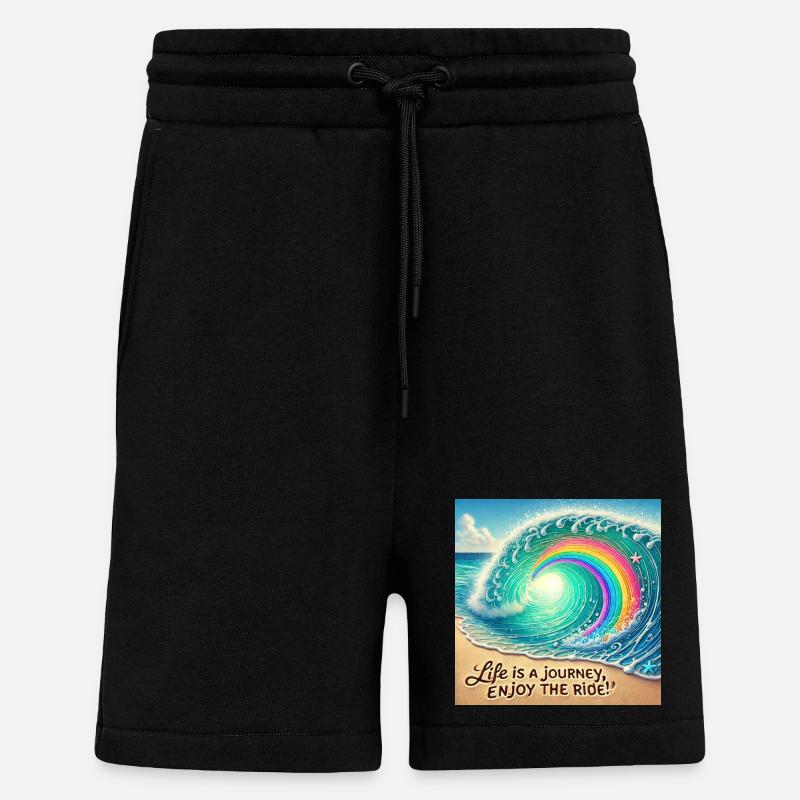 Wave Journey Tourbillon arc-en-ciel - Short bio décontracté fabriqué en UE - SOLID BLACK