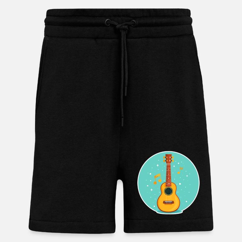 Illustration de ukulélé - Short bio décontracté fabriqué en UE - SOLID BLACK