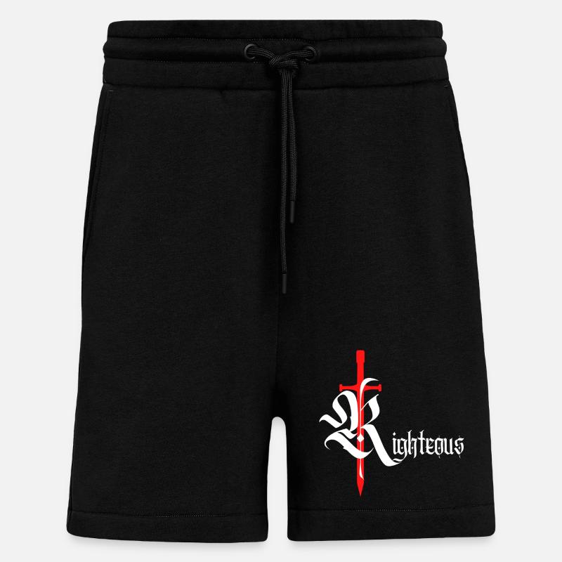 Gothic Righteous Design mit Schwert mit weißem Text - Shorts - made by SPREAD - SOLID BLACK