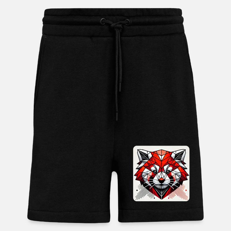 Polygone géométrique de panda roux - Short bio décontracté fabriqué en UE - SOLID BLACK