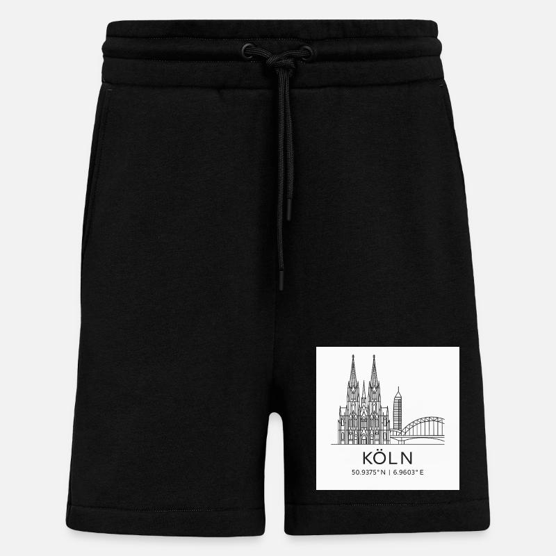Cologne Line Art Silhouette Landmark - Shorts - made by SPREAD - SOLID BLACK