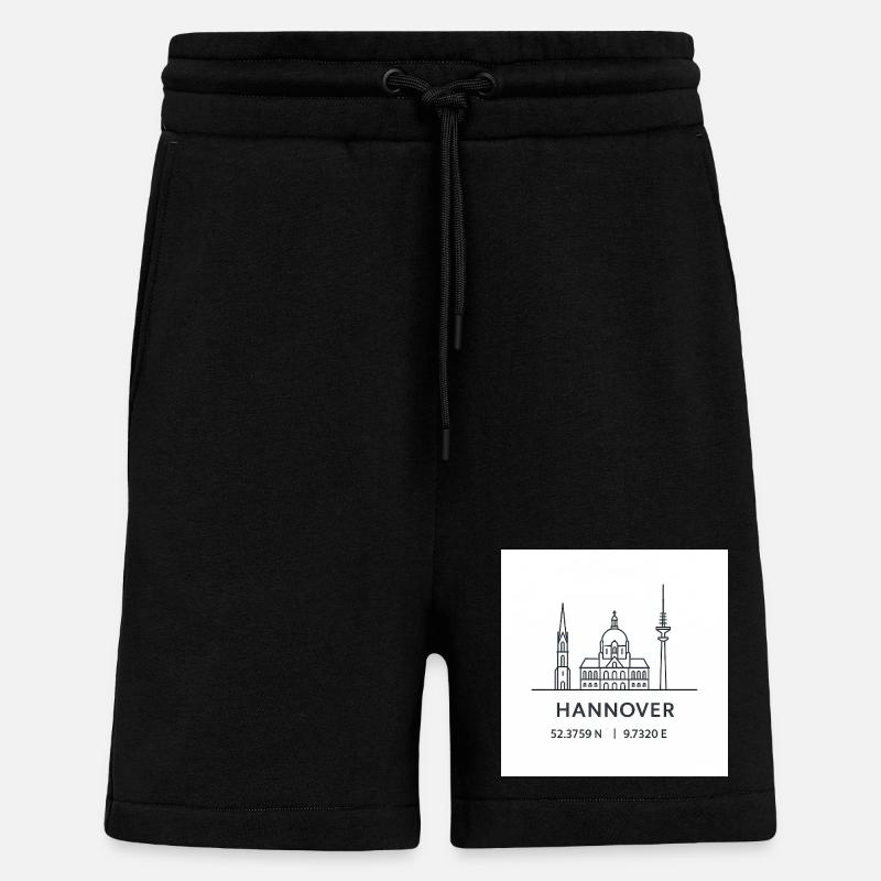 Hanover Line Art Silhouette Landmark - Shorts - made by SPREAD - SOLID BLACK