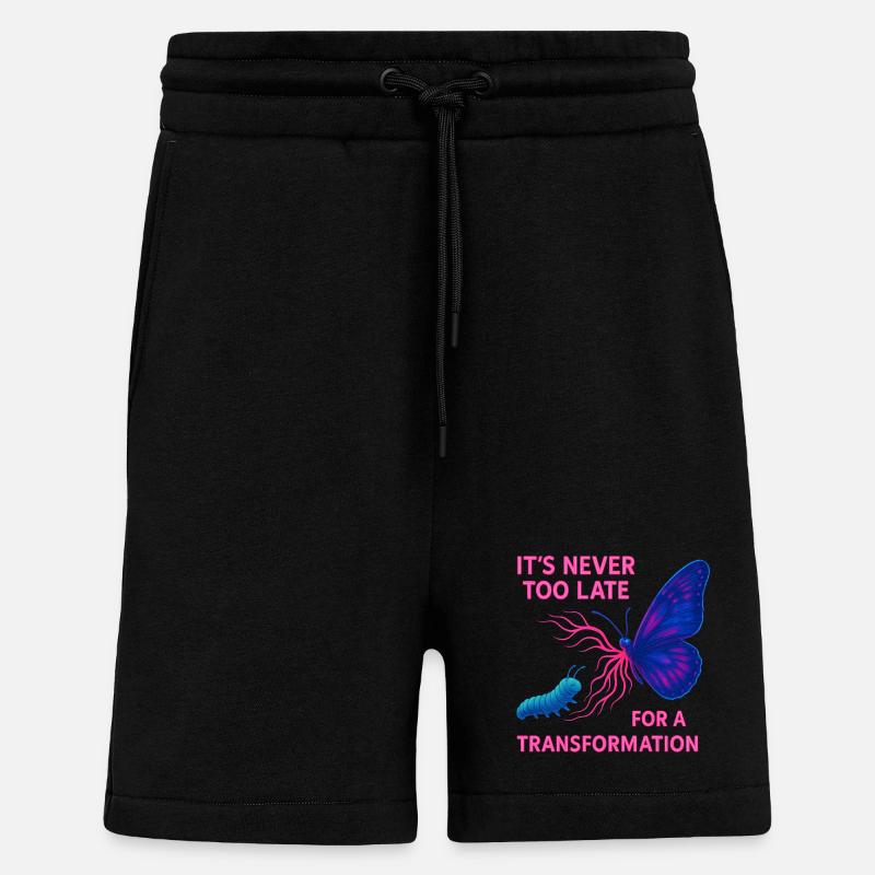 Neon Butterfly – It's Never Too Late - Shorts - made by SPREAD - SOLID BLACK