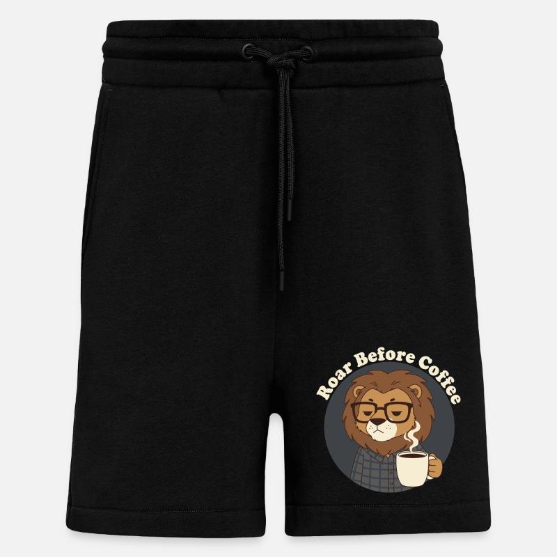 Pas avant le Lion du café - Short bio décontracté fabriqué en UE - SOLID BLACK