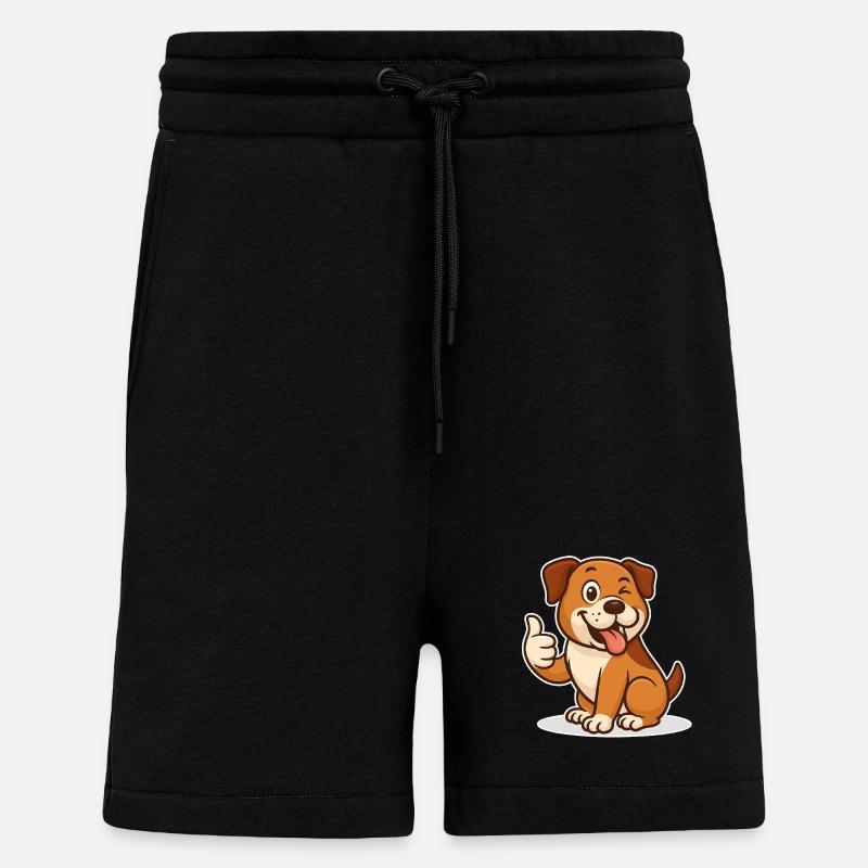 Chien heureux pouces vers le haut - Short bio décontracté fabriqué en UE - SOLID BLACK