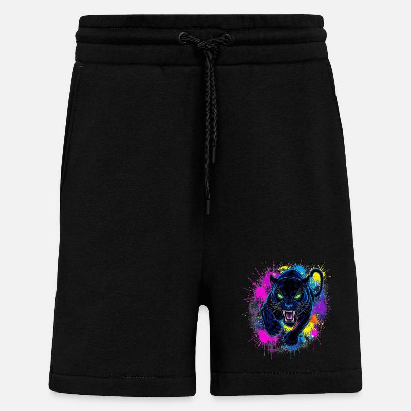 Neon Panther Farbexplosion - Shorts - made by SPREAD - SOLID BLACK