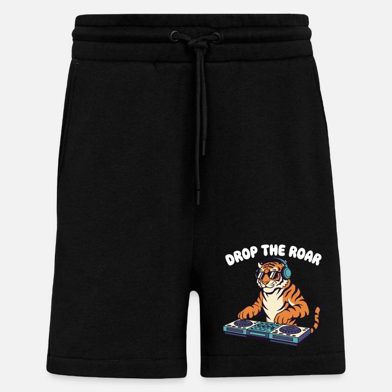 Tiger DJ: Drop the Roar - Shorts - made by SPREAD - SOLID BLACK