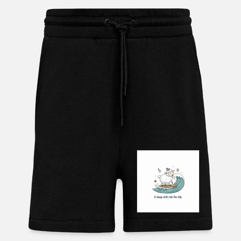 Moutons surfeurs - Short bio décontracté fabriqué en UE - SOLID BLACK