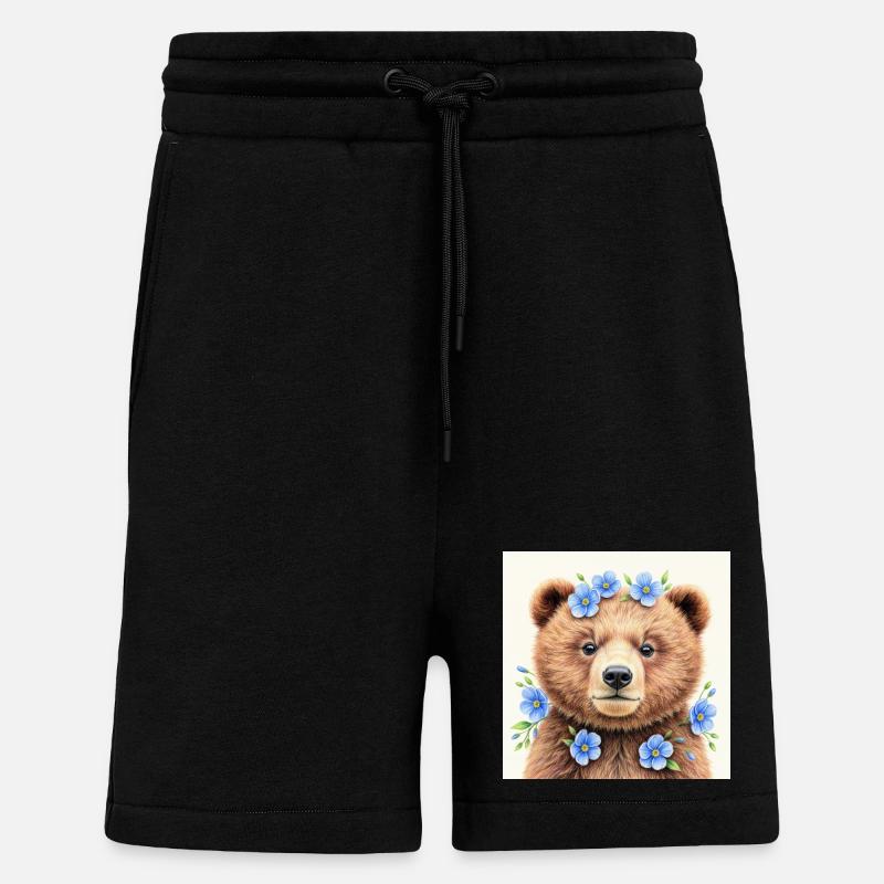 Blue Flower Bear Vorlagen - Shorts - made by SPREAD - SOLID BLACK