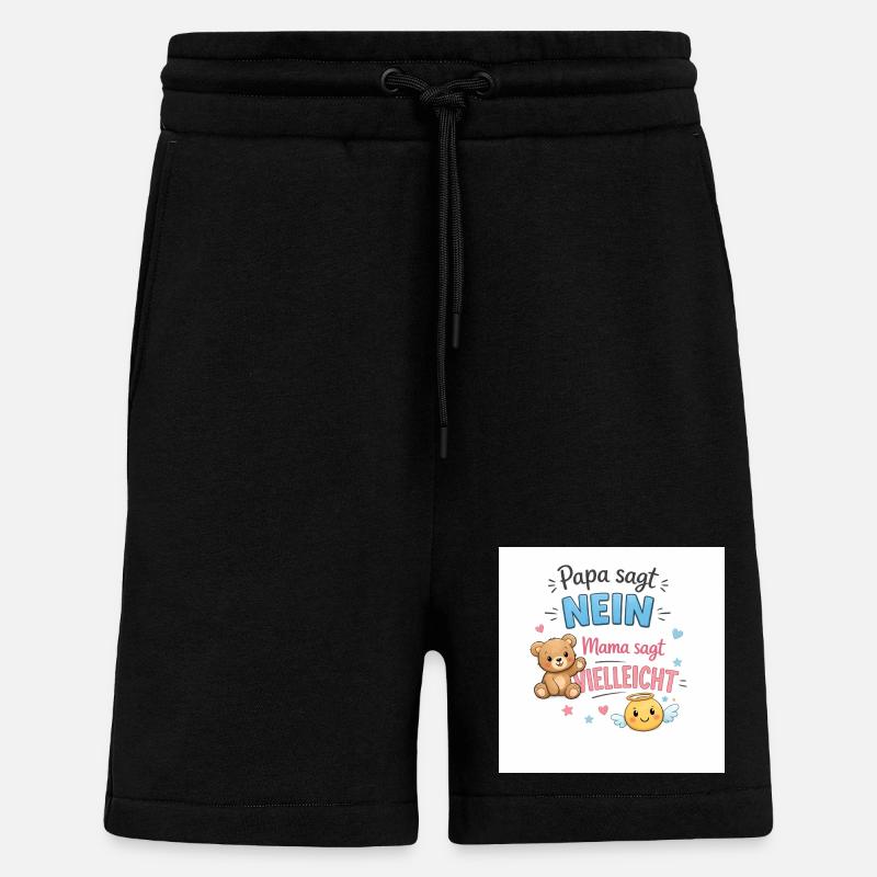 Papa dit non, maman dit peut-être - Short bio décontracté fabriqué en UE - SOLID BLACK