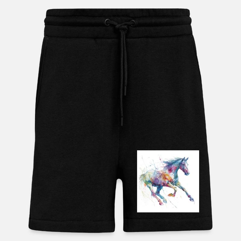 Lebendiges Aquarellpferd - Shorts - made by SPREAD - SOLID BLACK