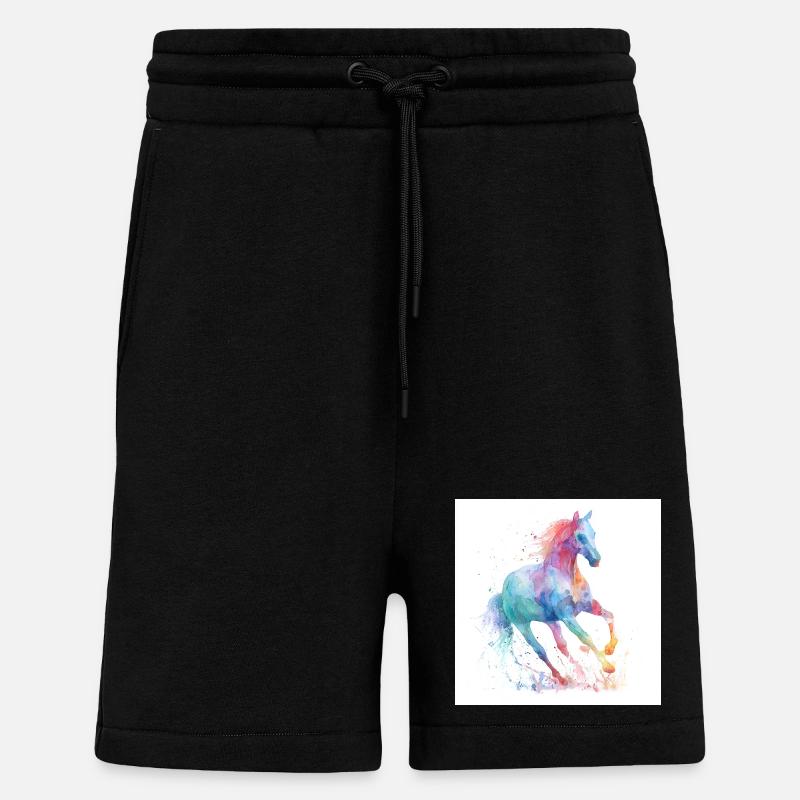 Regenbogen-Aquarellpferd - Shorts - made by SPREAD - SOLID BLACK