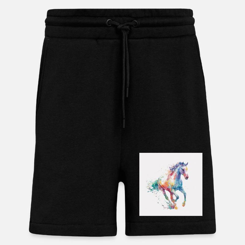 Regenbogenpferd Aquarell-Burst - Shorts - made by SPREAD - SOLID BLACK