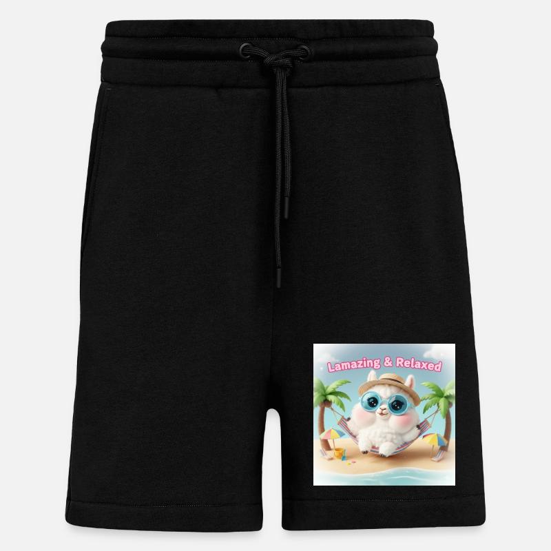 Lama Relax Plage Lunettes Bleues - Short bio décontracté fabriqué en UE - SOLID BLACK