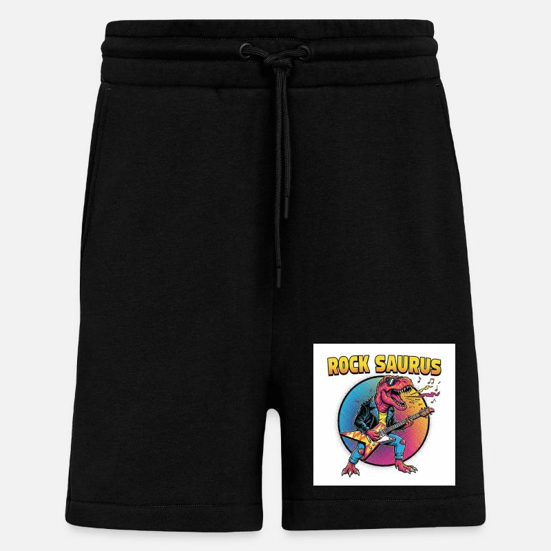 Rock Saurus Guitar Hero - Shorts - made by SPREAD - SOLID BLACK