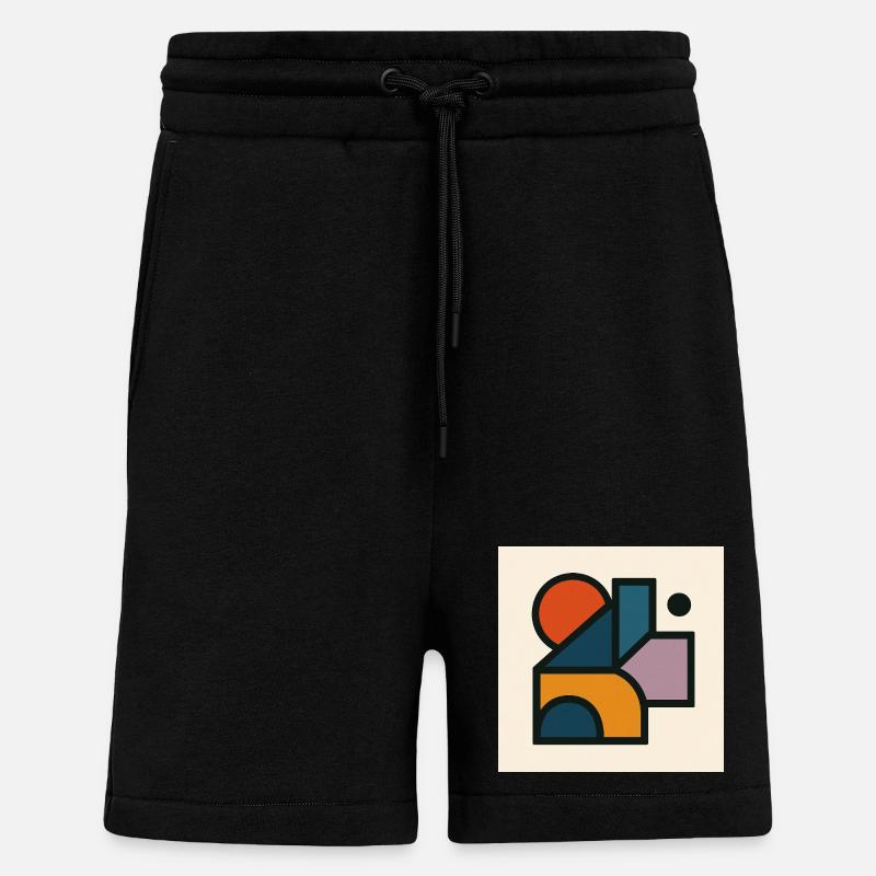Formes Géométriques Contrastées - Short bio décontracté fabriqué en UE - SOLID BLACK