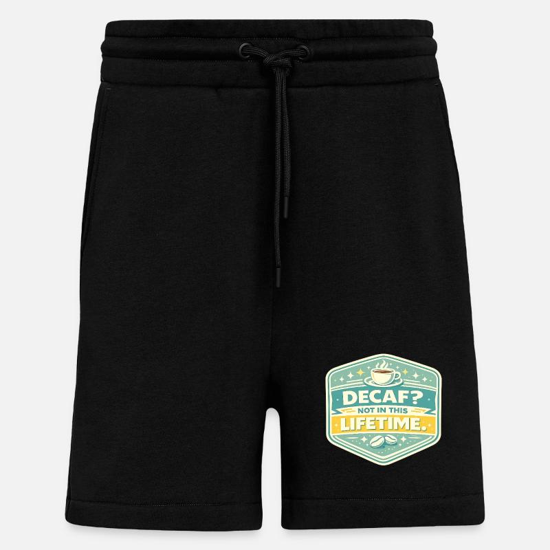 Decaf? No – Lifetime Coffee Badge - Shorts - made by SPREAD - SOLID BLACK