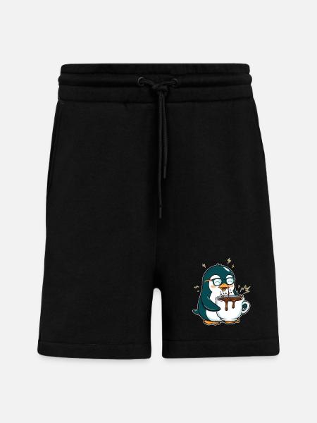 Koffein-Pinguin: Eiskalt & Hochgefahren - Shorts - made by SPREAD - SOLID BLACK